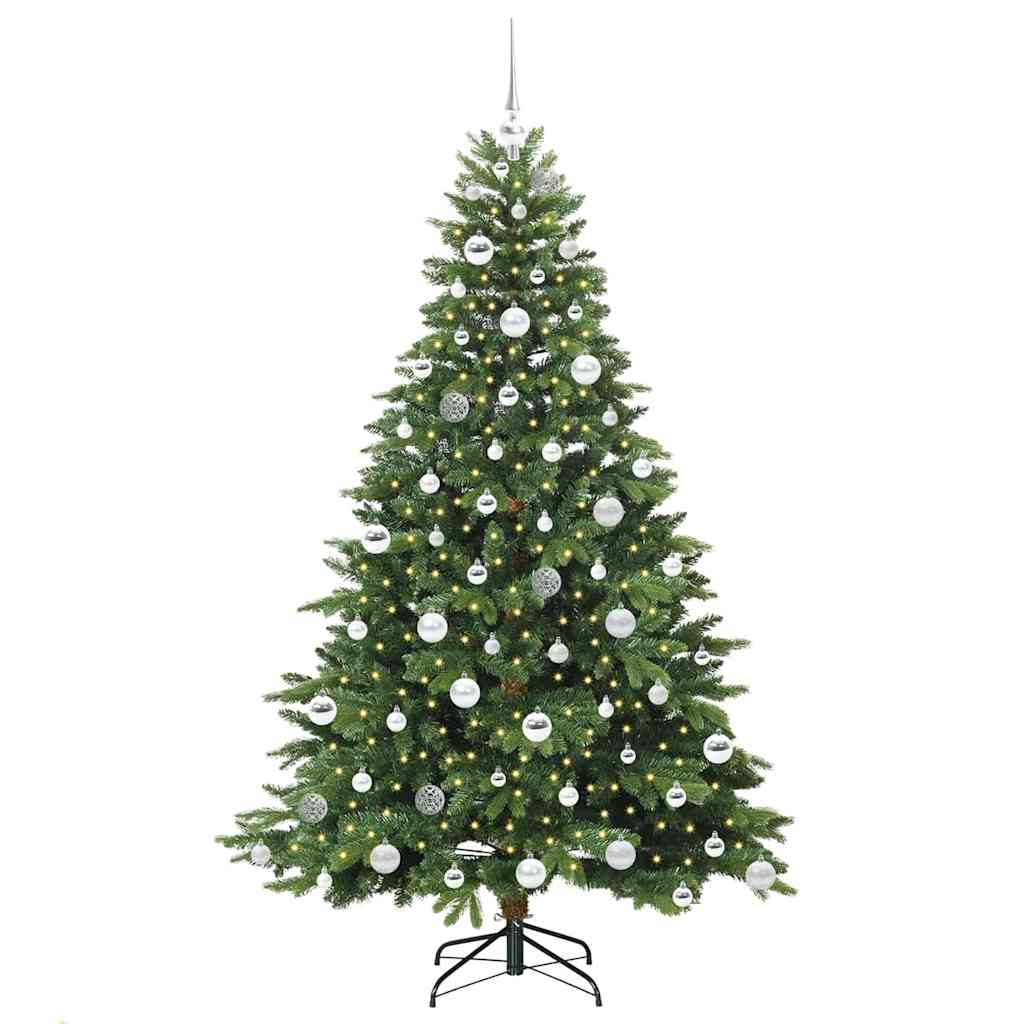 Kunstigt juletræ med 300 LED'er Grøn 180 cm PE og PVC