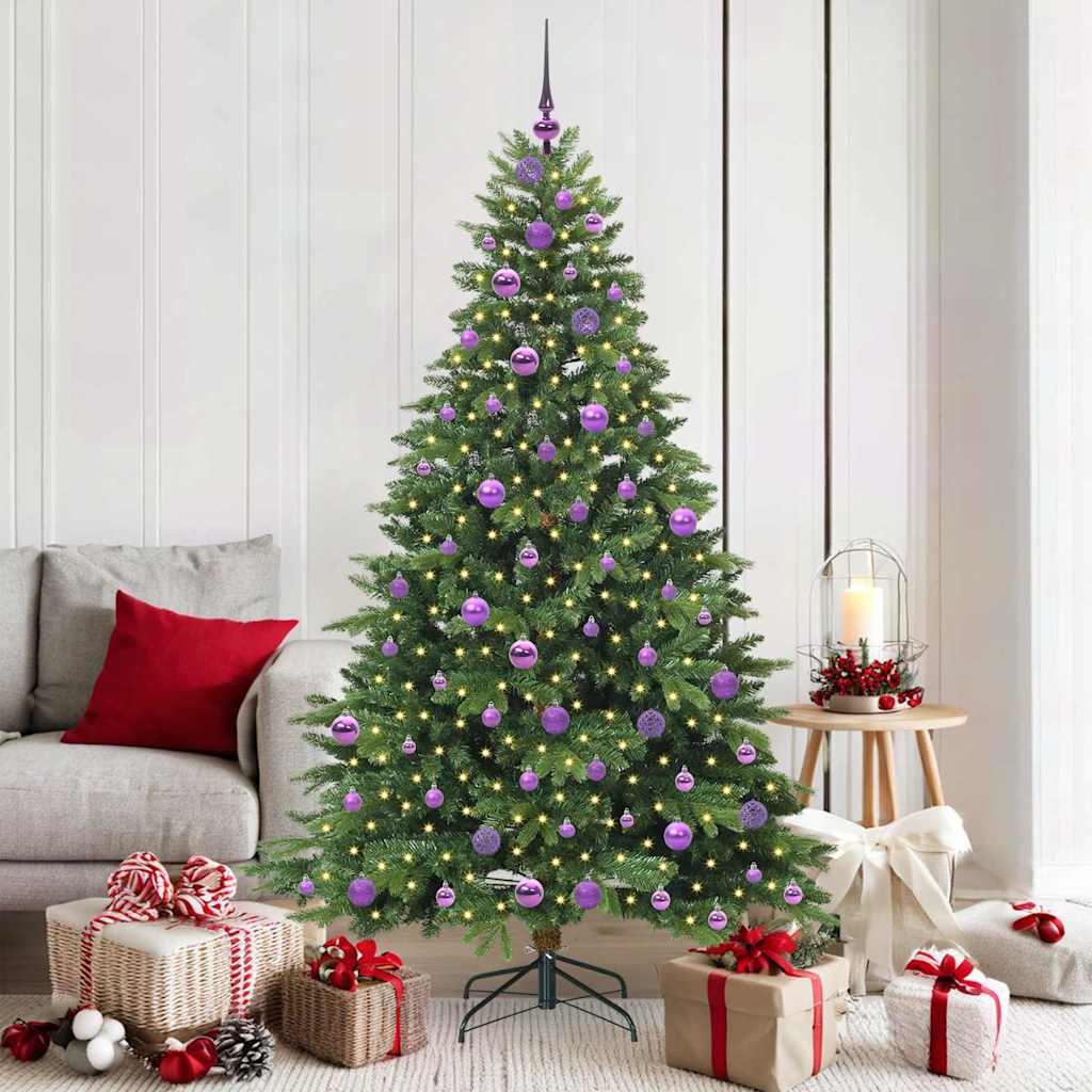 Kunstigt juletræ med 300 LED'er Grøn 180 cm PE og PVC
