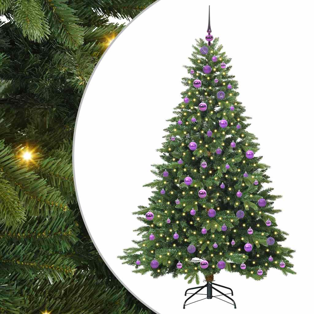 Kunstigt juletræ med 300 LED'er Grøn 180 cm PE og PVC