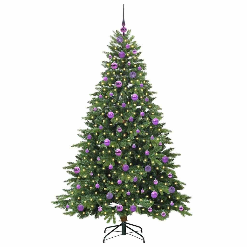 Kunstigt juletræ med 300 LED'er Grøn 180 cm PE og PVC