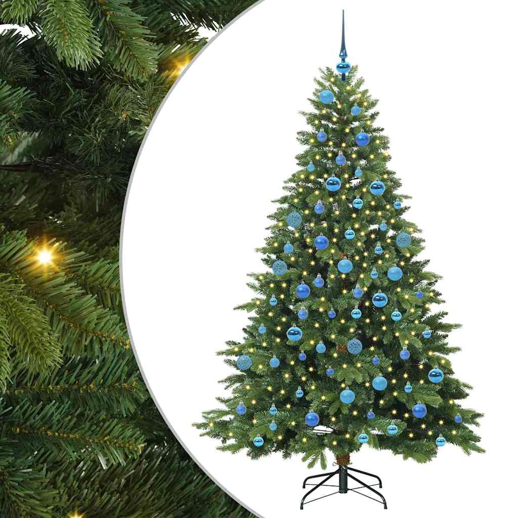 Kunstigt juletræ med 300 LED'er Grøn 180 cm PE og PVC