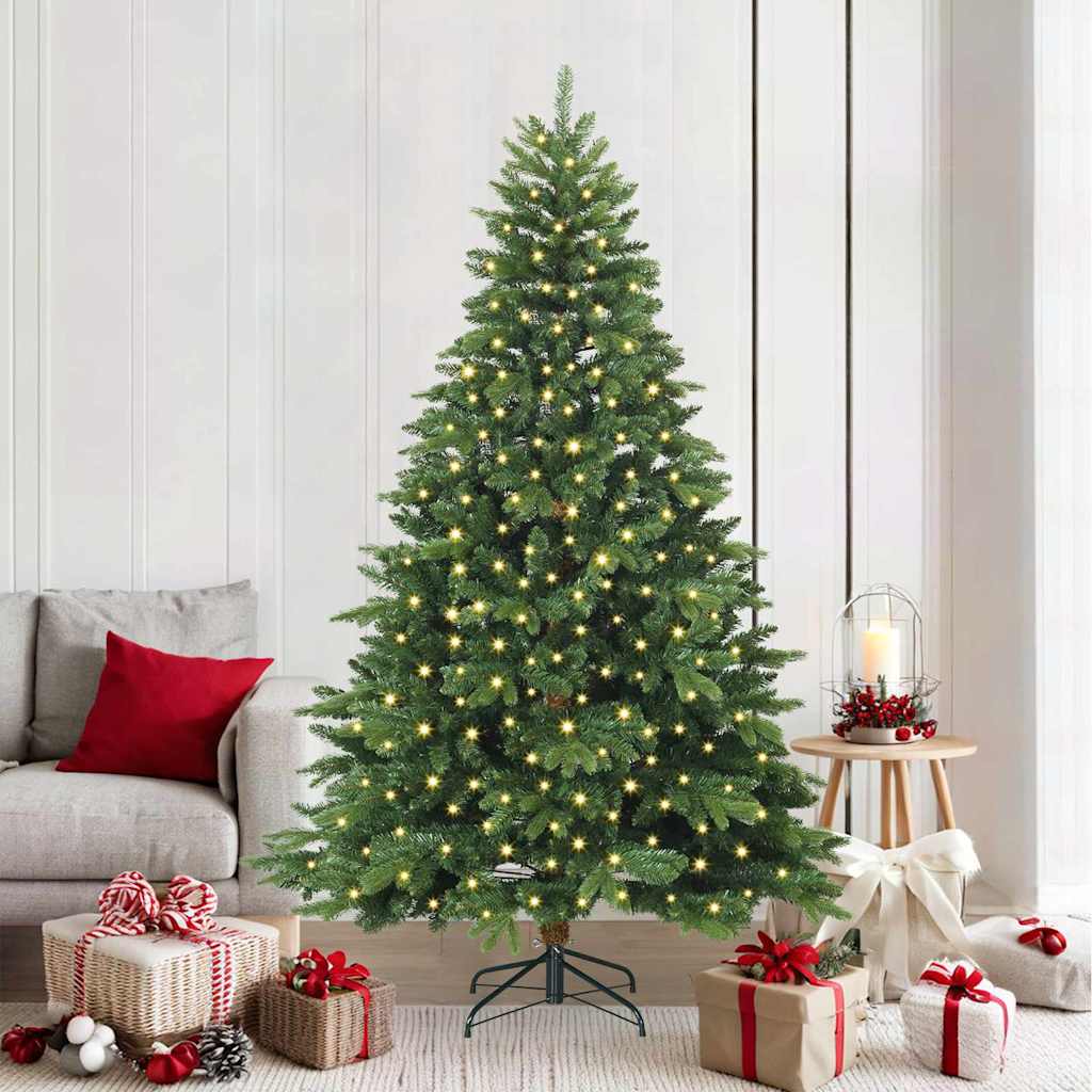 Kunstigt juletræ med 300 LED'er Grøn 210 cm PE og PVC