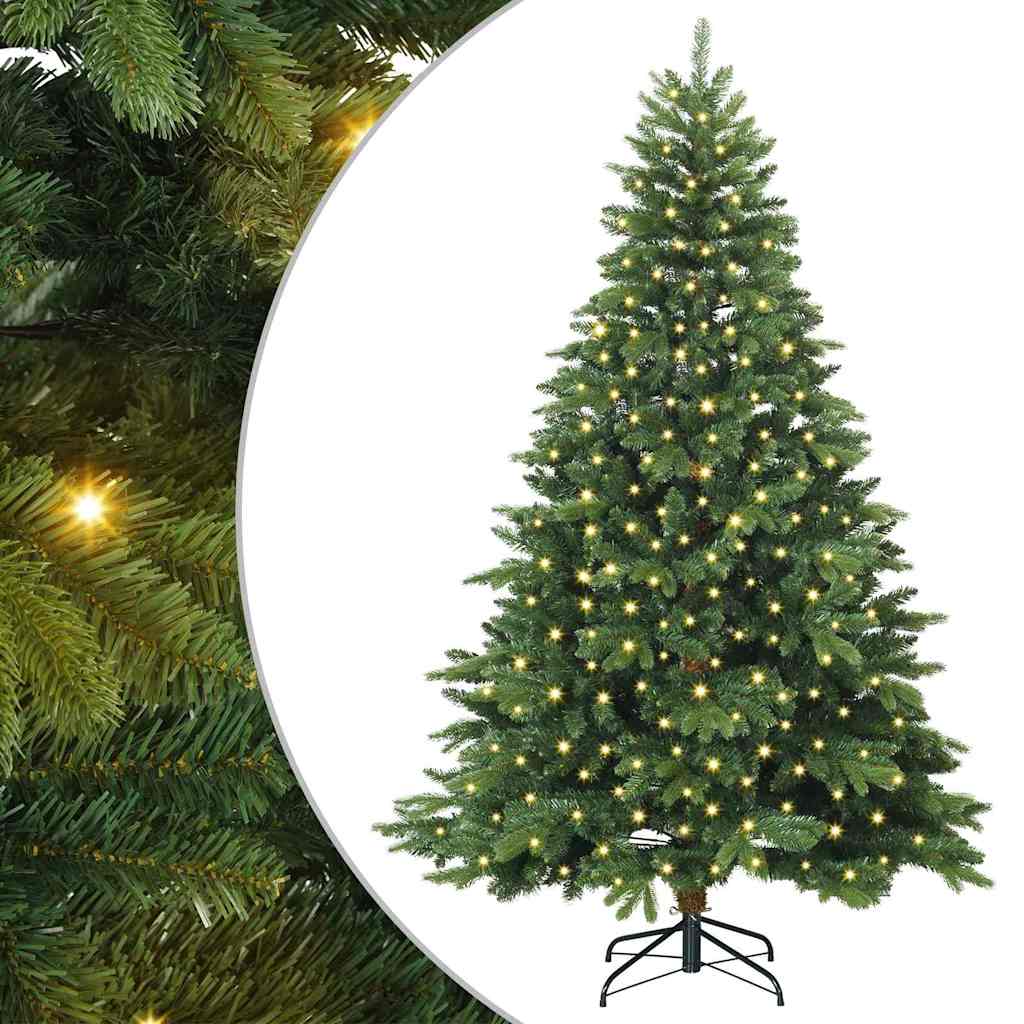 Kunstigt juletræ med 300 LED'er Grøn 210 cm PE og PVC