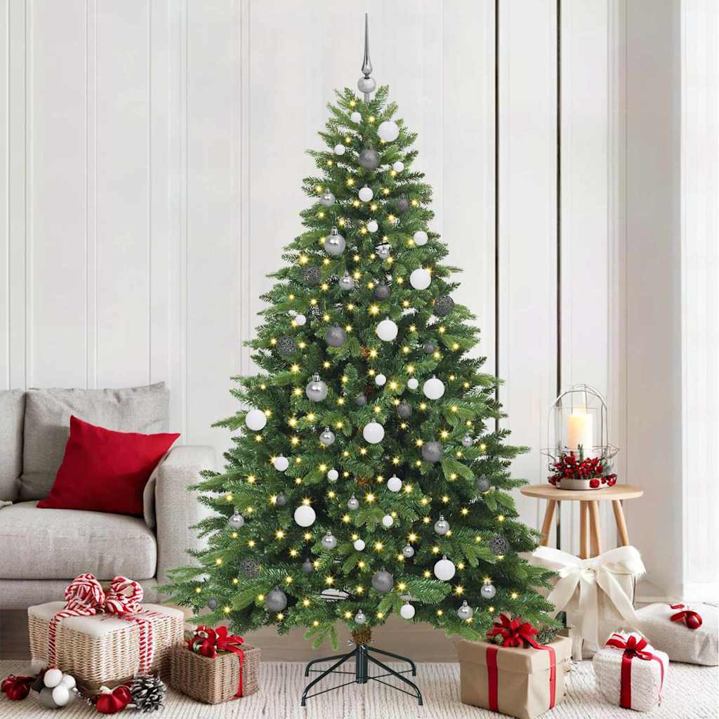 Kunstigt juletræ med 300 LED'er Grøn 210 cm PE og PVC