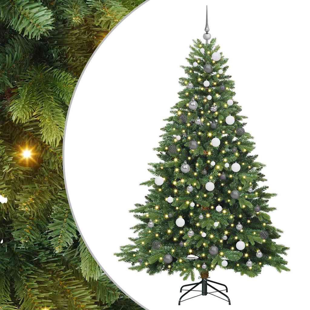 Kunstigt juletræ med 300 LED'er Grøn 210 cm PE og PVC