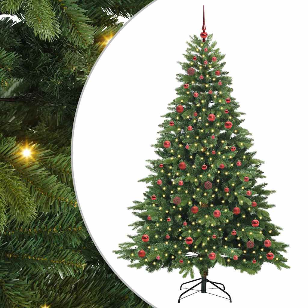 Kunstigt juletræ med 300 LED'er Grøn 210 cm PE og PVC