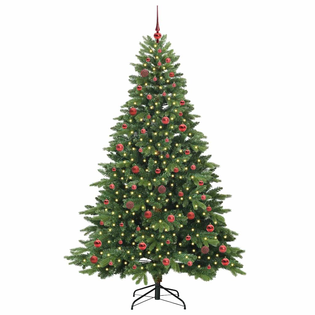 Kunstigt juletræ med 300 LED'er Grøn 210 cm PE og PVC