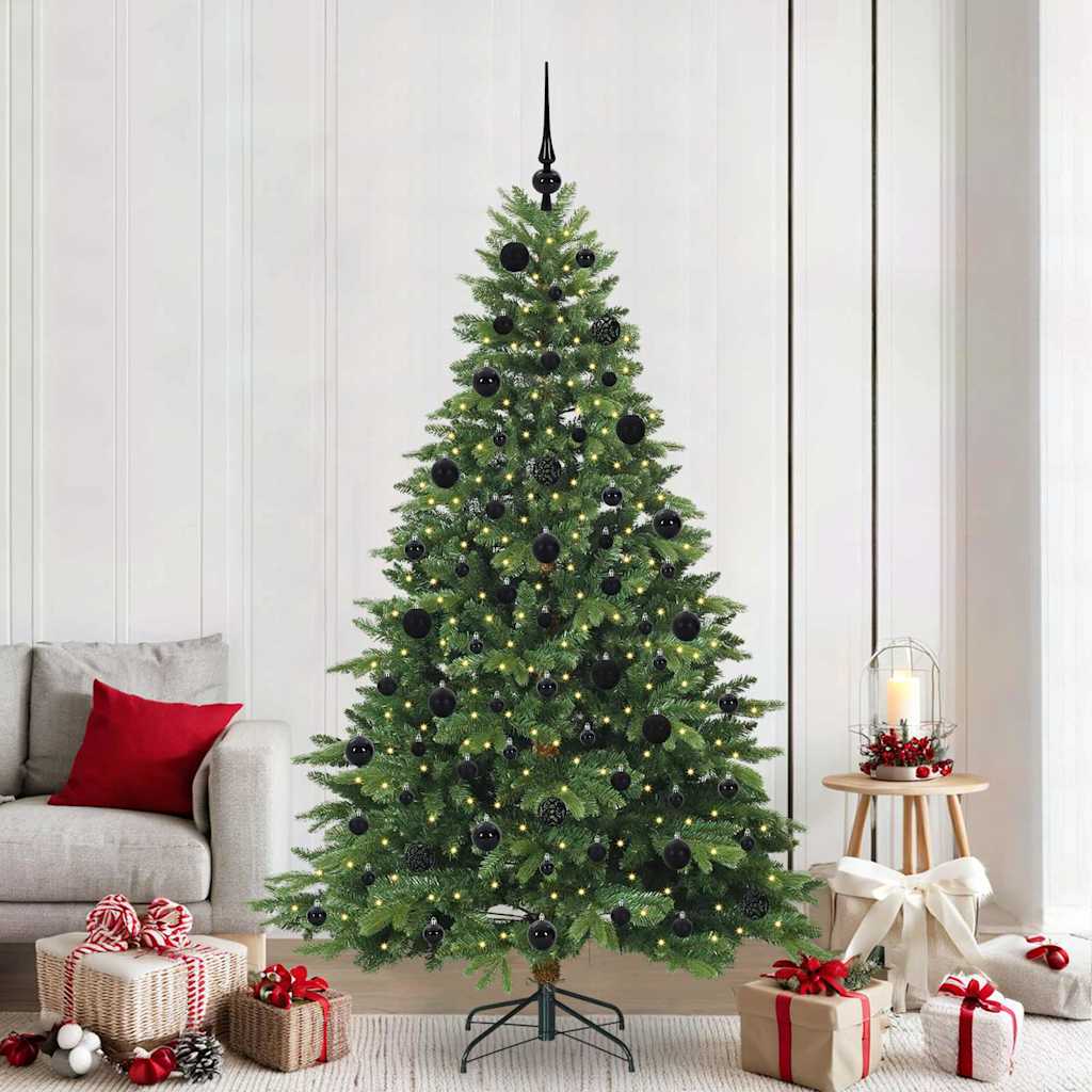 Kunstigt juletræ med 300 LED'er Grøn 210 cm PE og PVC