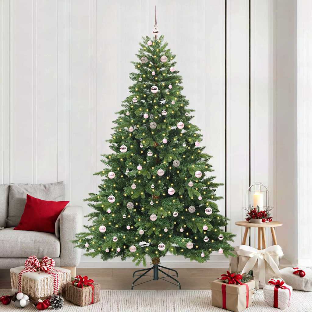 Kunstigt juletræ med 300 LED'er Grøn 210 cm PE og PVC