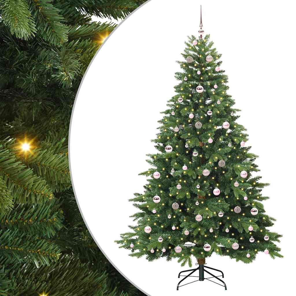 Kunstigt juletræ med 300 LED'er Grøn 210 cm PE og PVC