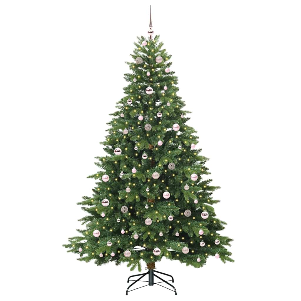 Kunstigt juletræ med 300 LED'er Grøn 210 cm PE og PVC