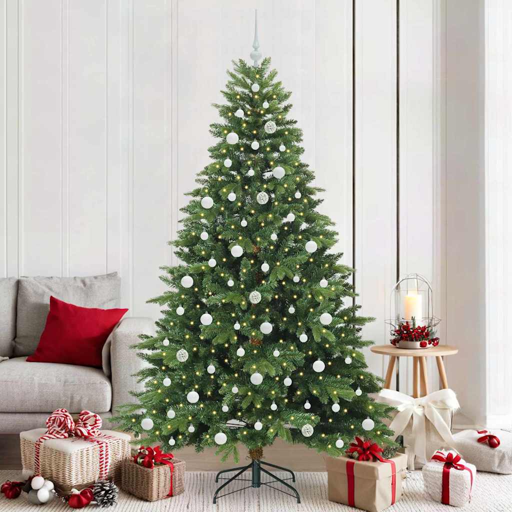 Kunstigt juletræ med 300 LED'er Grøn 210 cm PE og PVC