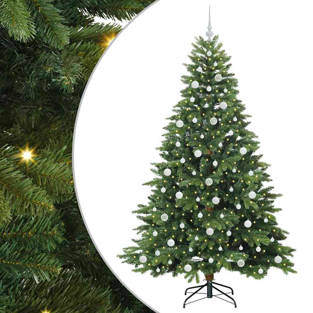 Kunstigt juletræ med 300 LED'er Grøn 210 cm PE og PVC