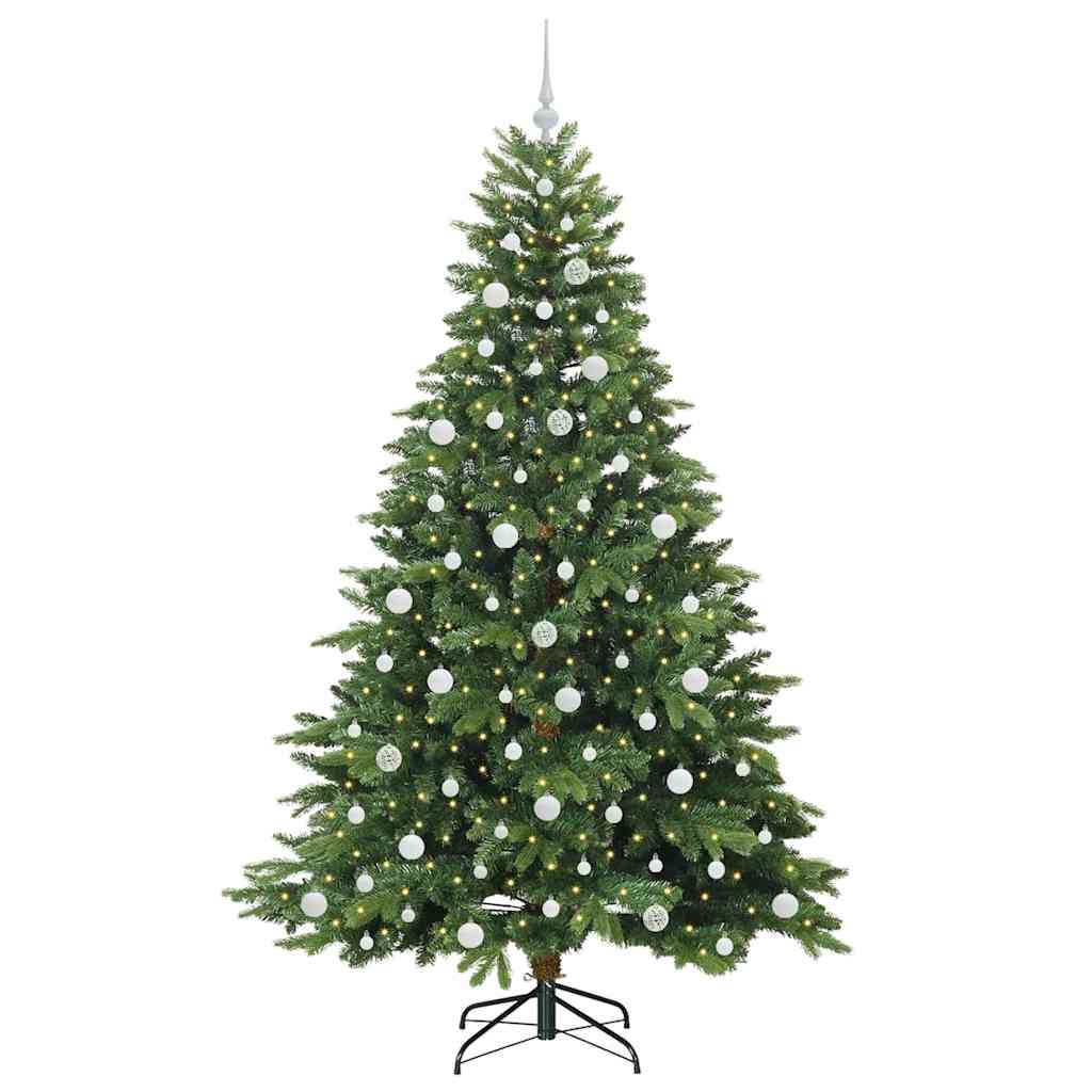 Kunstigt juletræ med 300 LED'er Grøn 210 cm PE og PVC
