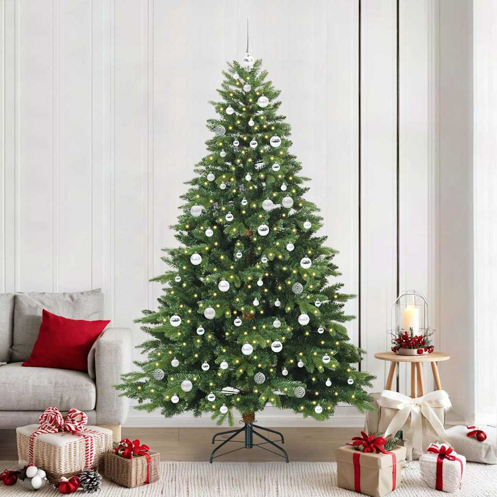 Kunstigt juletræ med 300 LED'er Grøn 210 cm PE og PVC