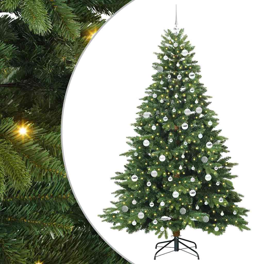 Kunstigt juletræ med 300 LED'er Grøn 210 cm PE og PVC