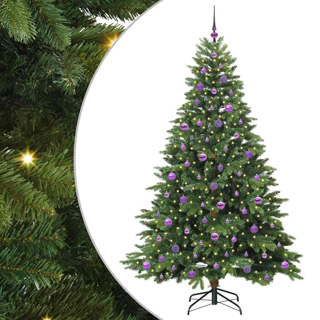Kunstigt juletræ med 300 LED'er Grøn 210 cm PE og PVC