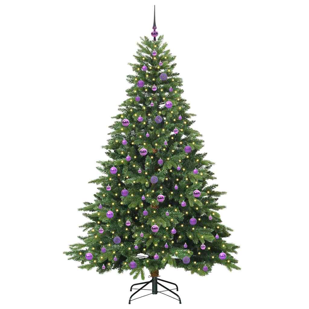 Kunstigt juletræ med 300 LED'er Grøn 210 cm PE og PVC