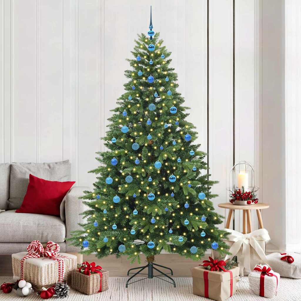 Kunstigt juletræ med 300 LED'er Grøn 210 cm PE og PVC