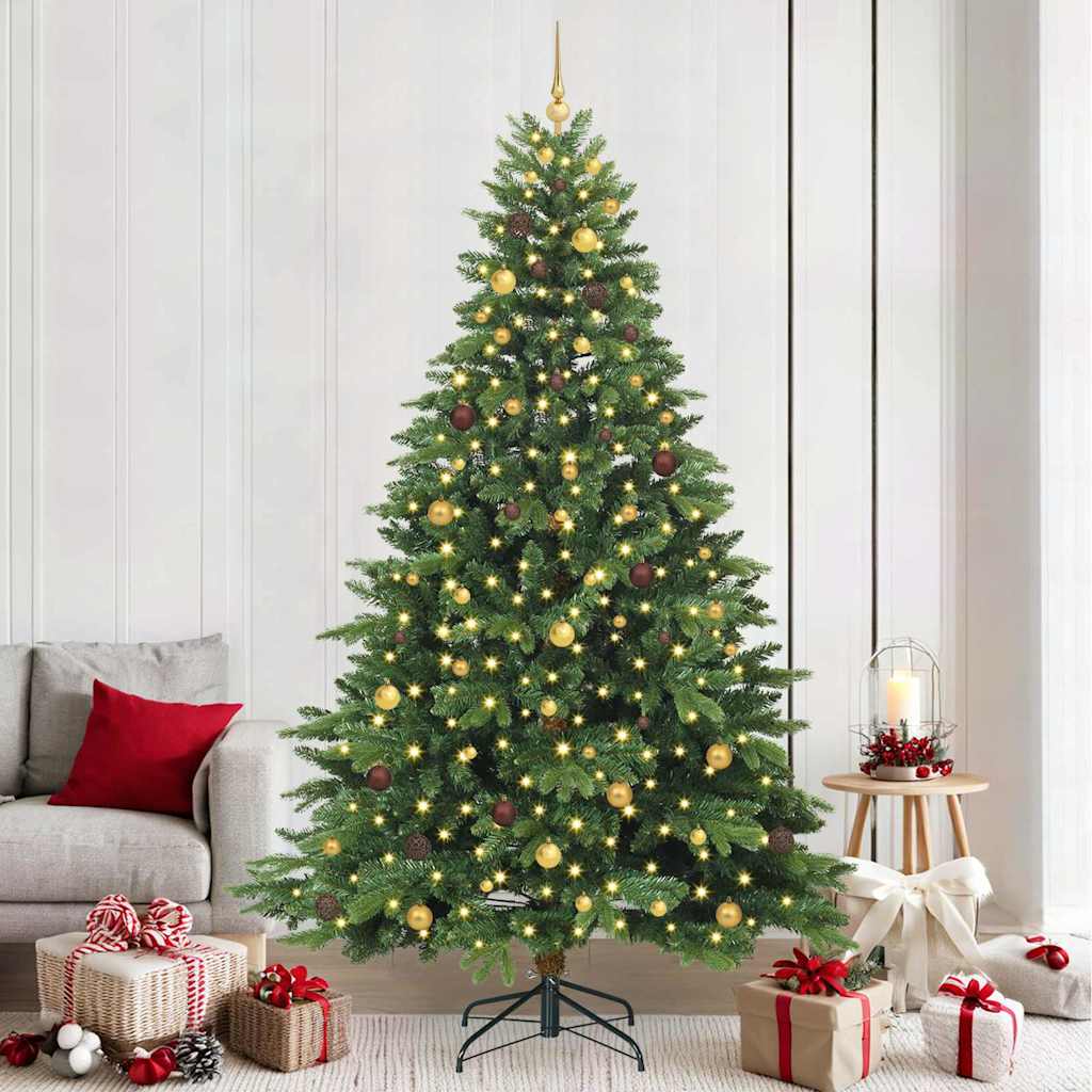 Kunstigt juletræ med 300 LED'er Grøn 240 cm PE og PVC
