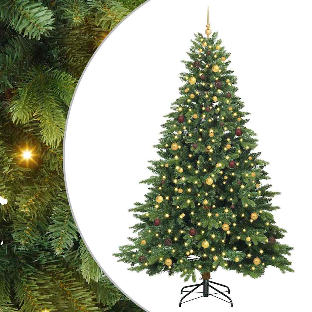 Kunstigt juletræ med 300 LED'er Grøn 240 cm PE og PVC