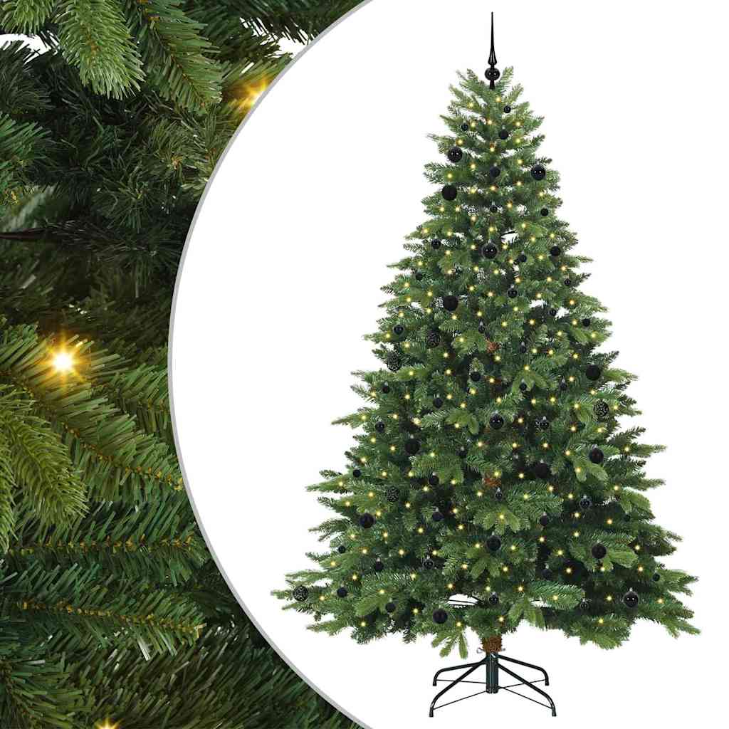 Kunstigt juletræ med 300 LED'er Grøn 240 cm PE og PVC