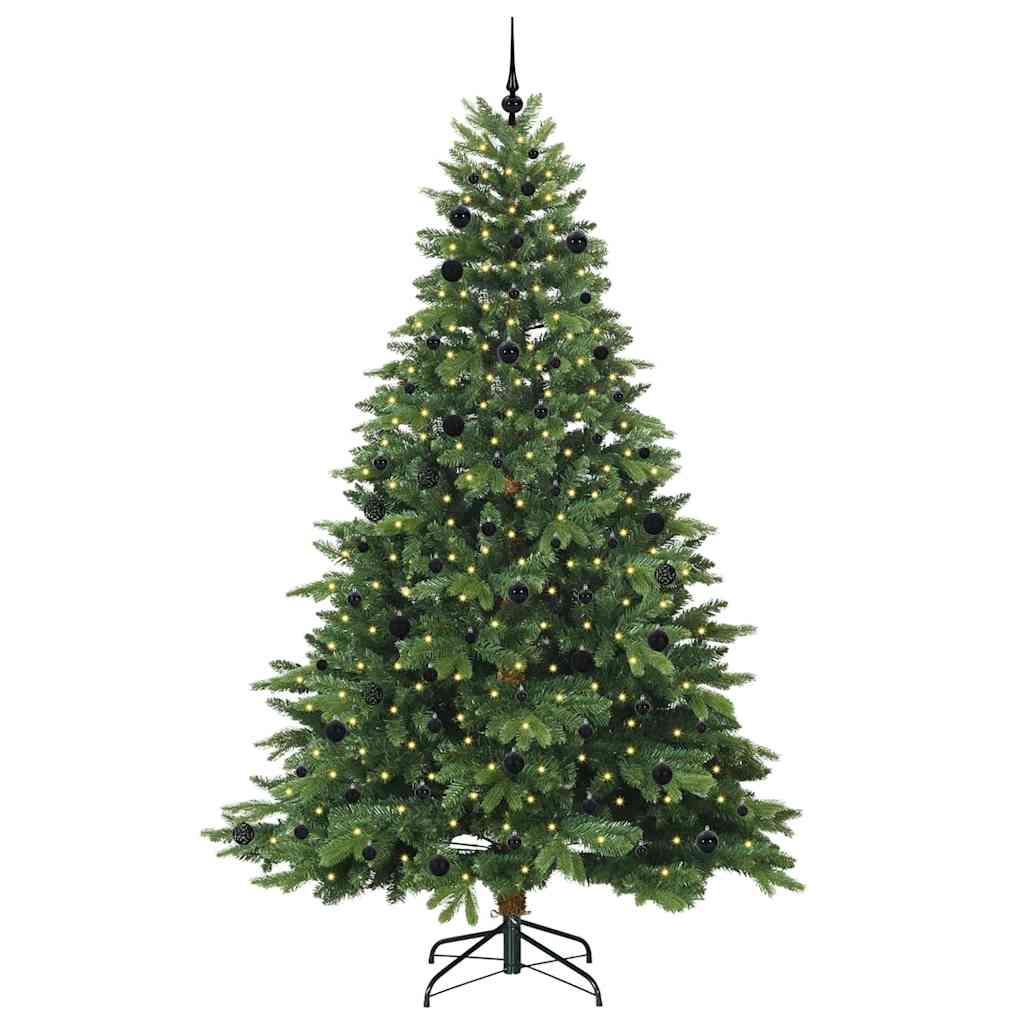 Kunstigt juletræ med 300 LED'er Grøn 240 cm PE og PVC