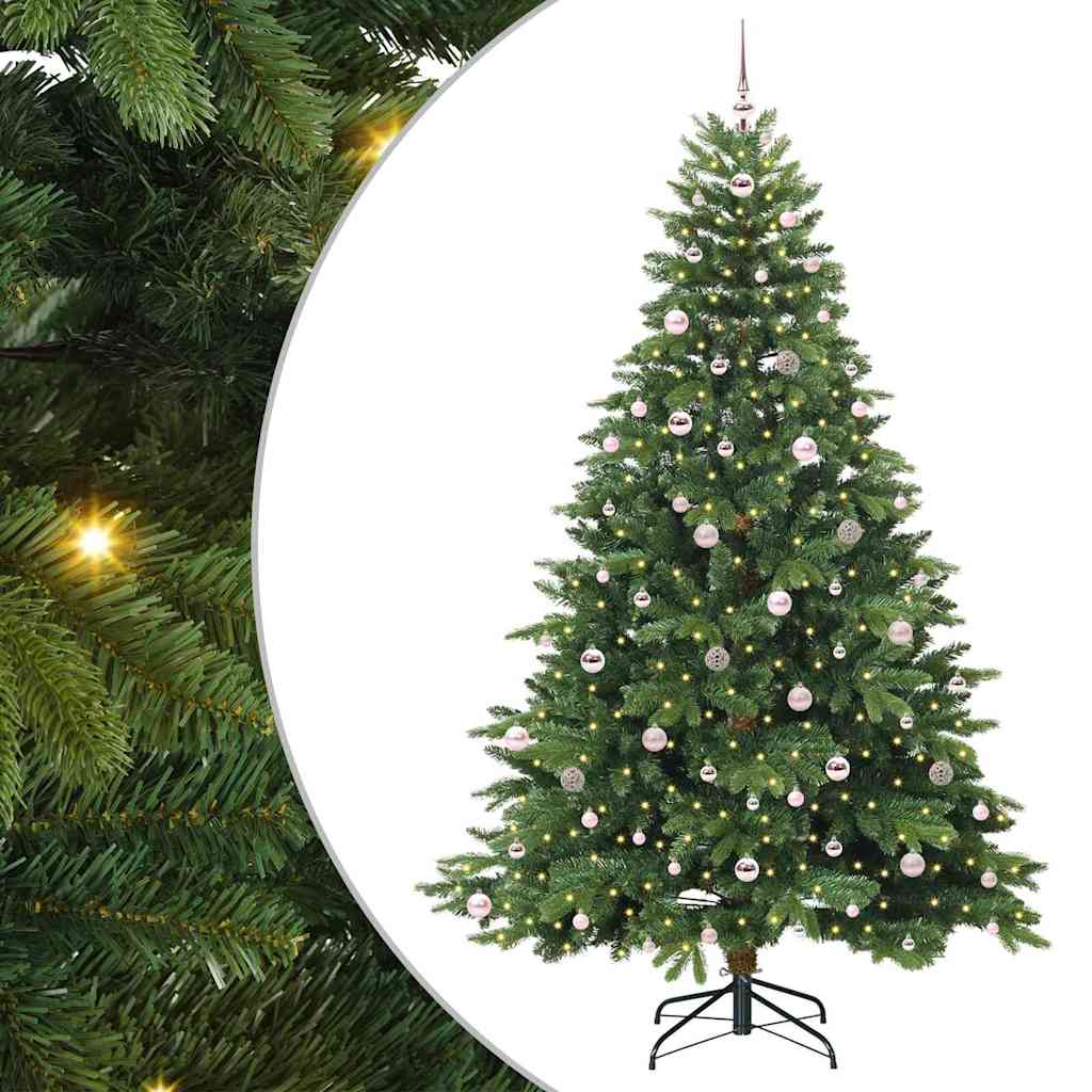 Kunstigt juletræ med 300 LED'er Grøn 240 cm PE og PVC