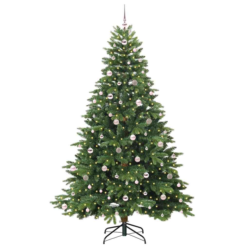 Kunstigt juletræ med 300 LED'er Grøn 240 cm PE og PVC