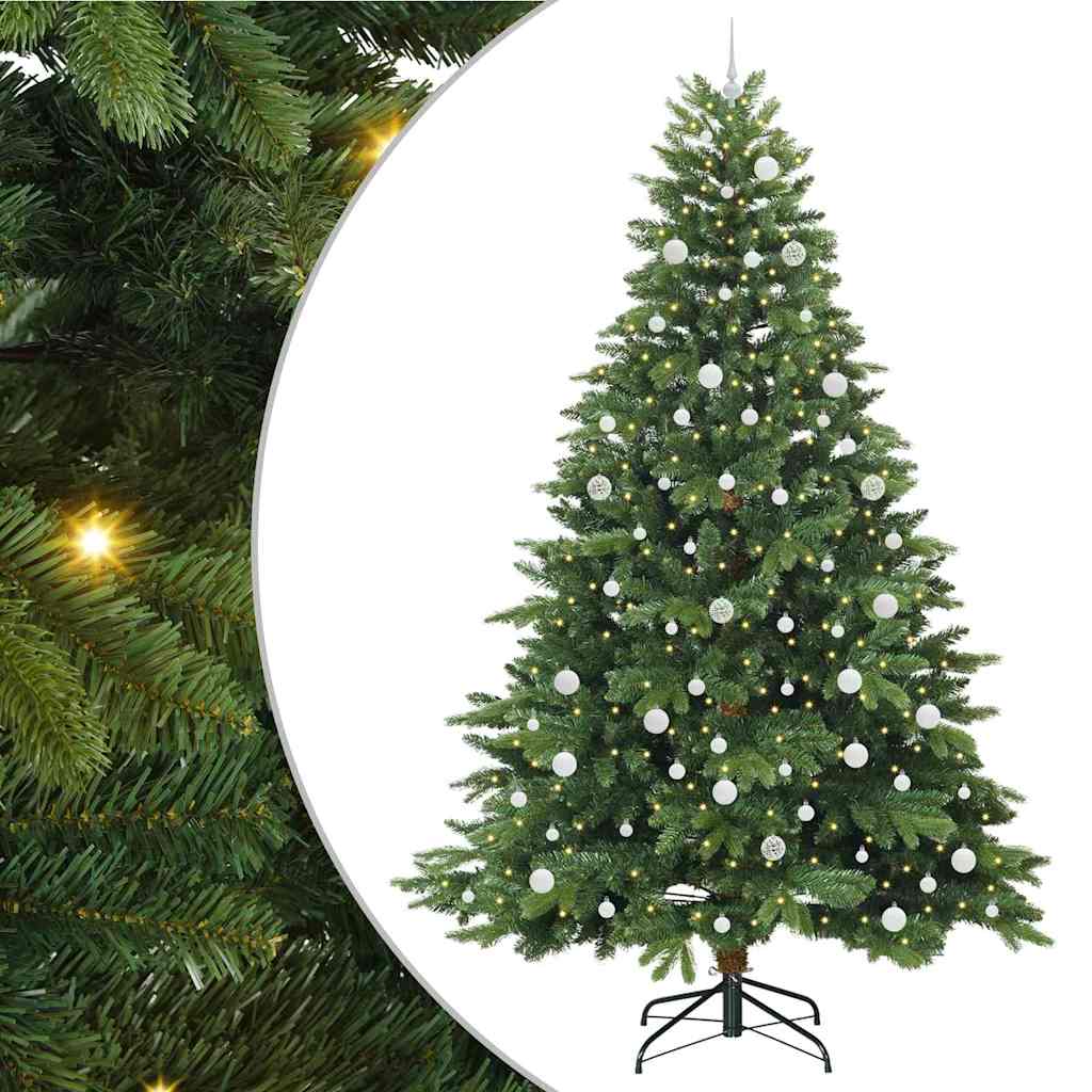 Kunstigt juletræ med 300 LED'er Grøn 240 cm PE og PVC