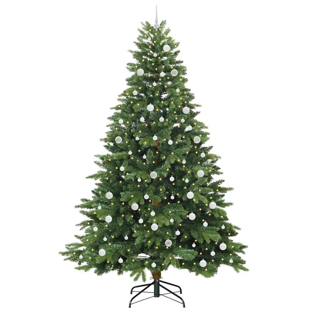Kunstigt juletræ med 300 LED'er Grøn 240 cm PE og PVC