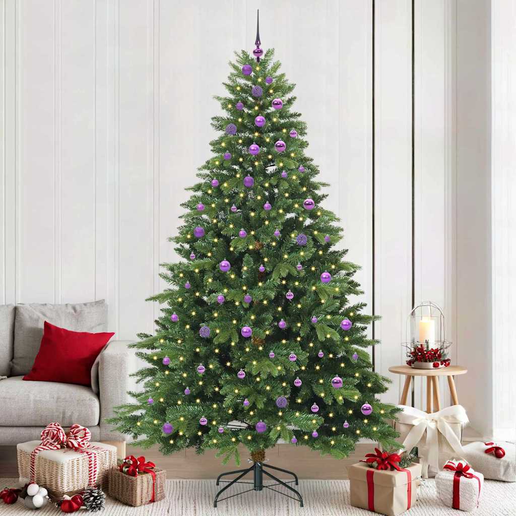 Kunstigt juletræ med 300 LED'er Grøn 240 cm PE og PVC