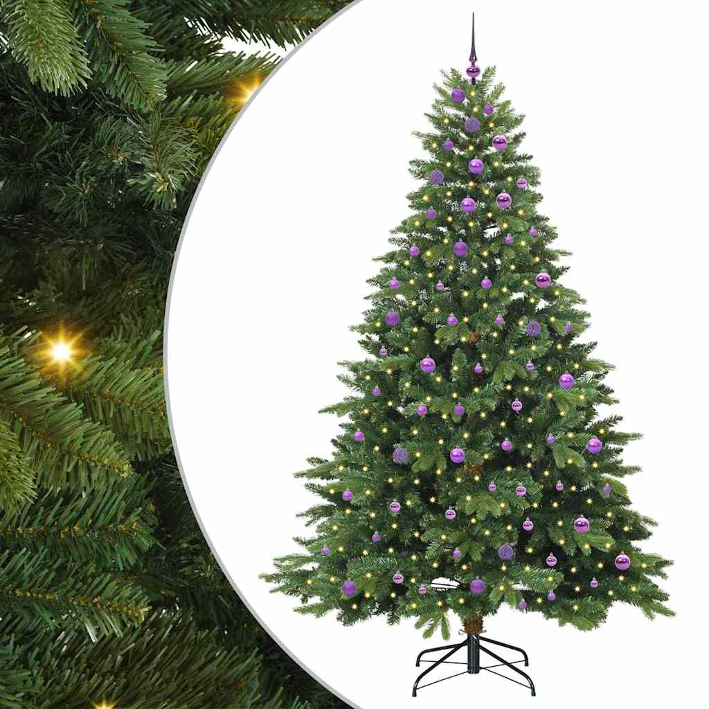 Kunstigt juletræ med 300 LED'er Grøn 240 cm PE og PVC