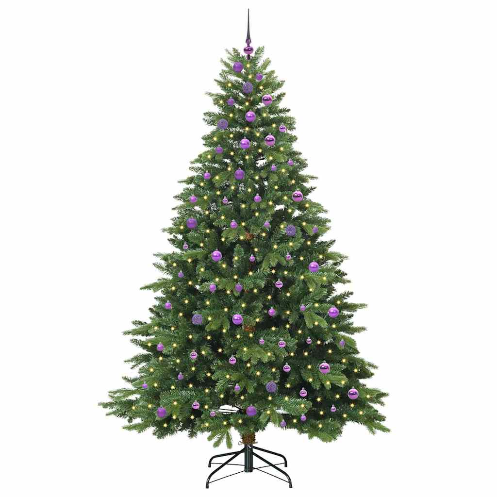 Kunstigt juletræ med 300 LED'er Grøn 240 cm PE og PVC