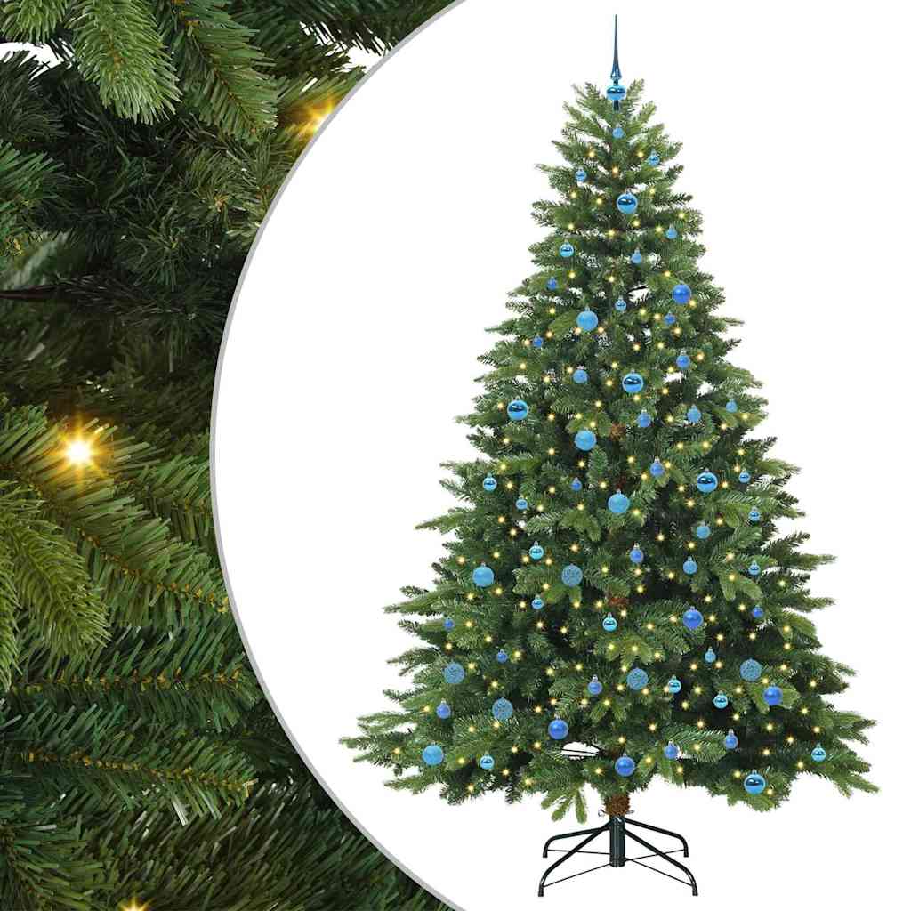 Kunstigt juletræ med 300 LED'er Grøn 240 cm PE og PVC