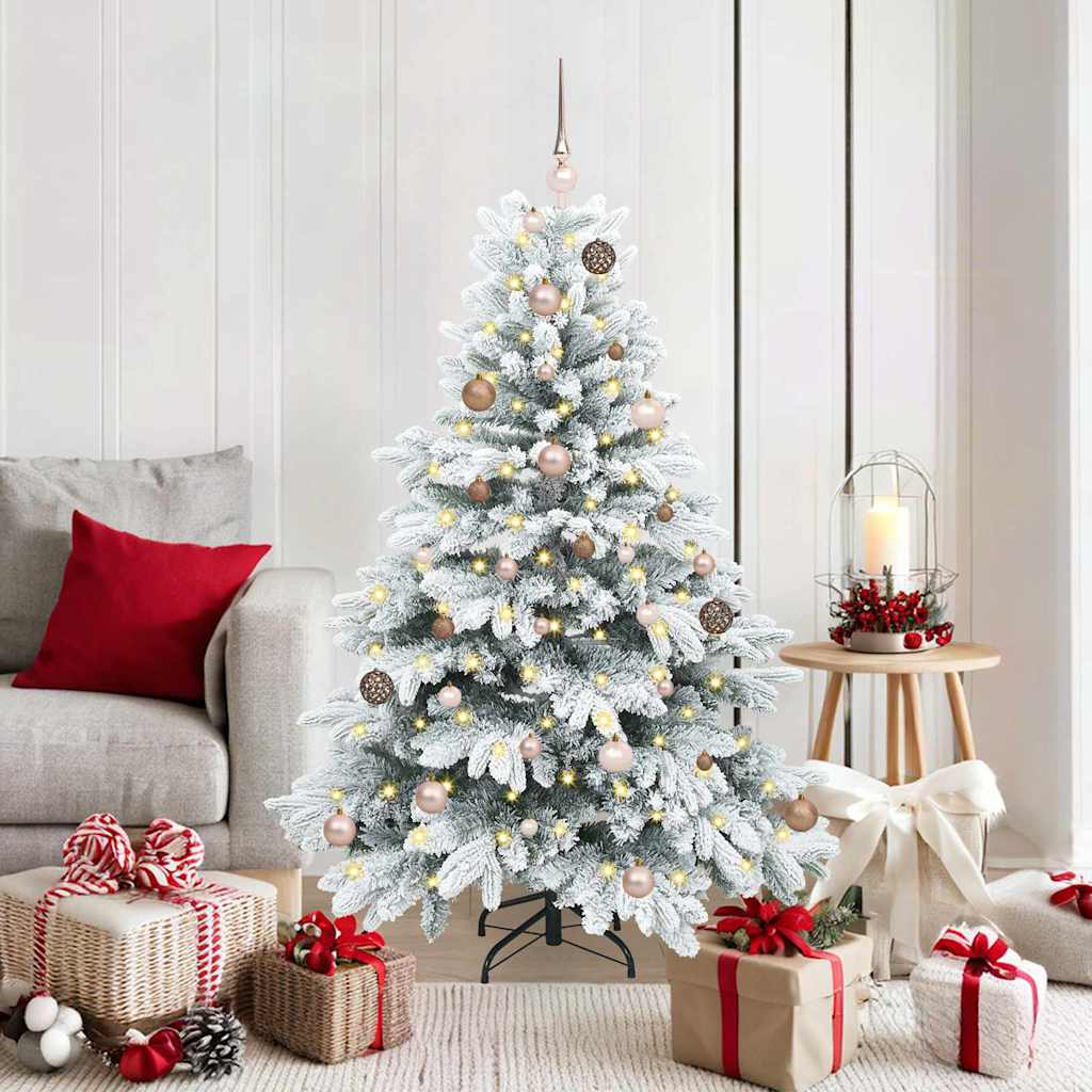 Kunstigt juletræ med 150 LED'er Hvid 150 cm PE og PVC