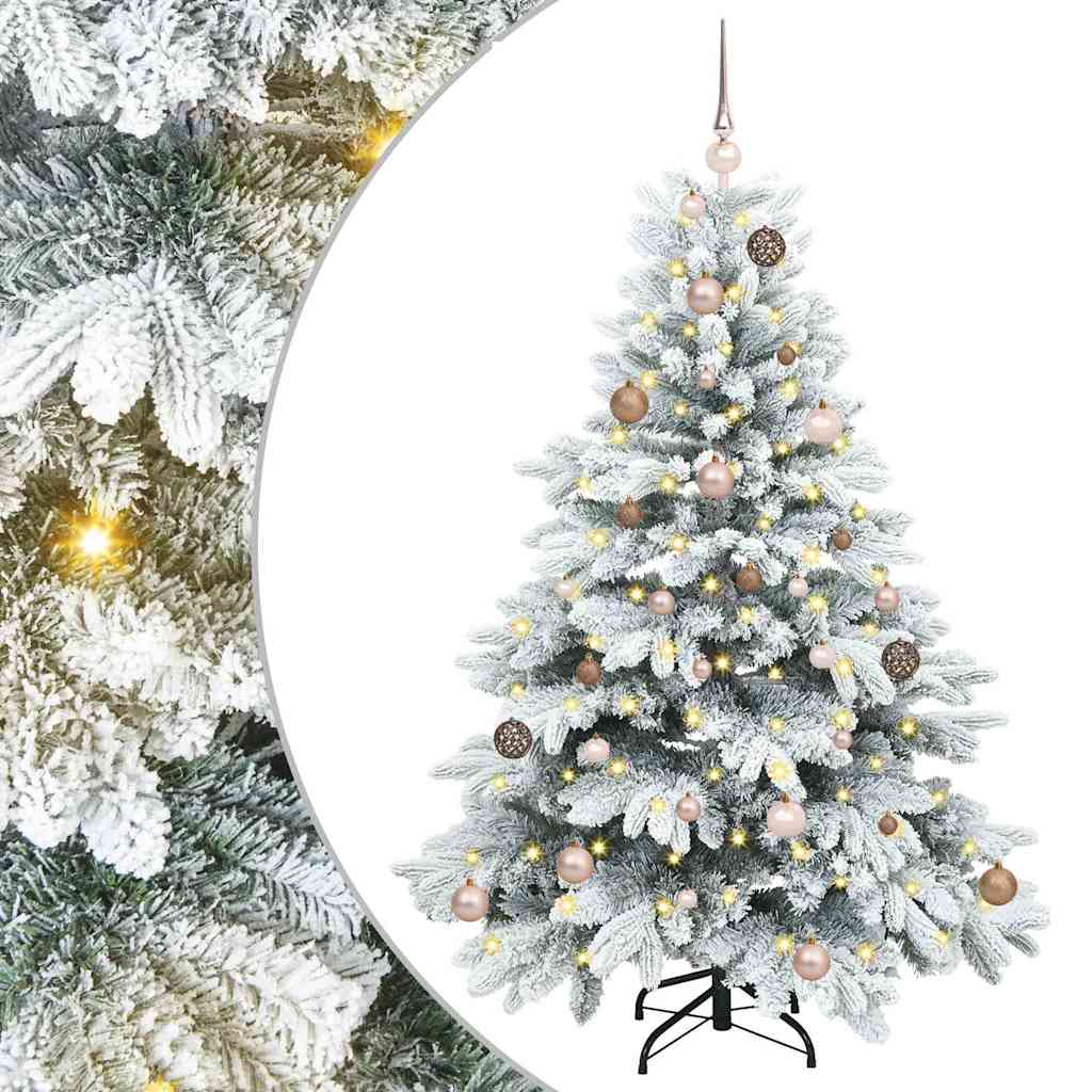 Kunstigt juletræ med 150 LED'er Hvid 150 cm PE og PVC