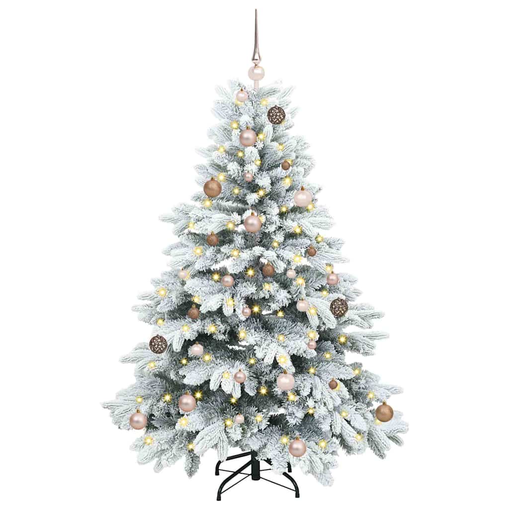 Kunstigt juletræ med 150 LED'er Hvid 150 cm PE og PVC