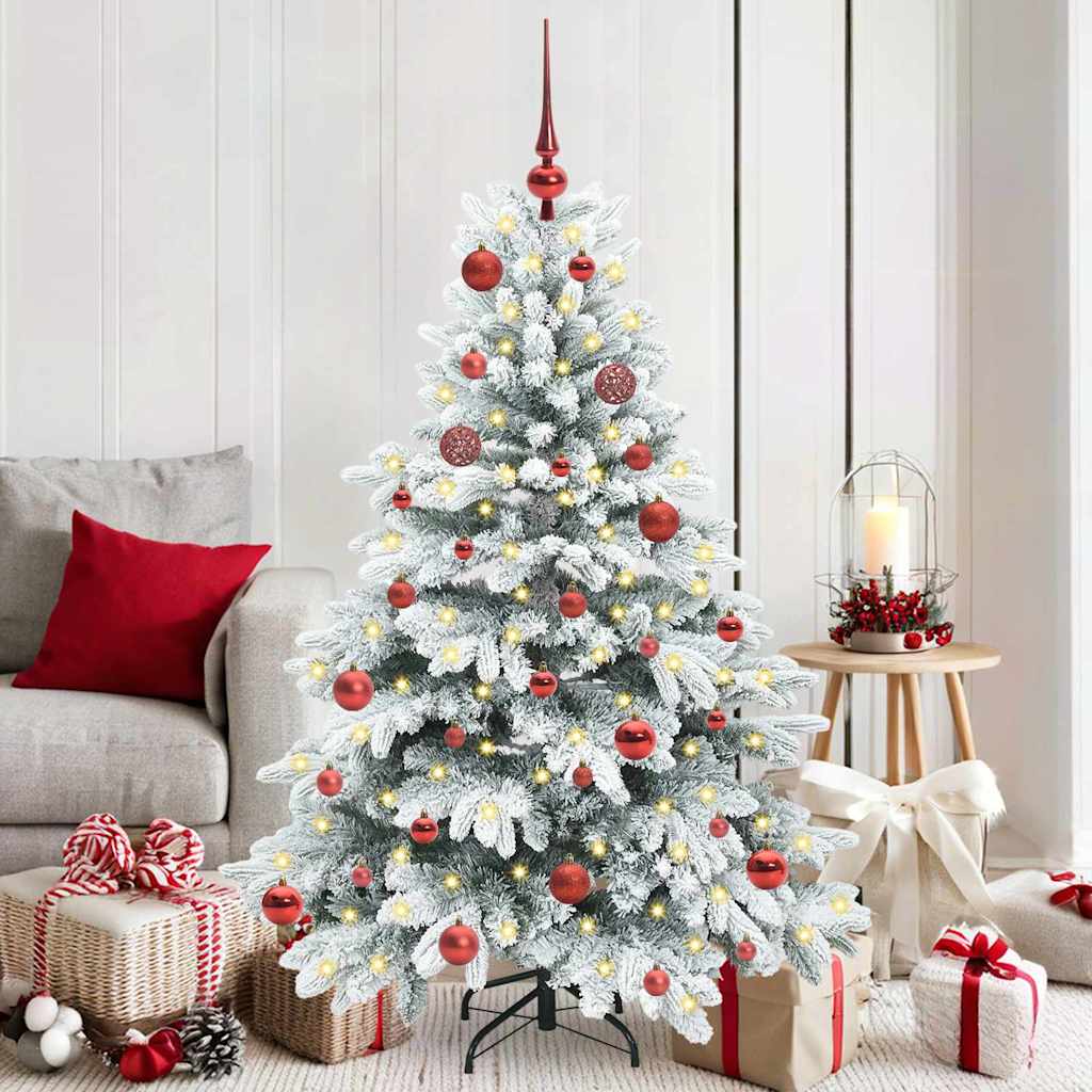 Kunstigt juletræ med 150 LED'er Hvid 150 cm PE og PVC