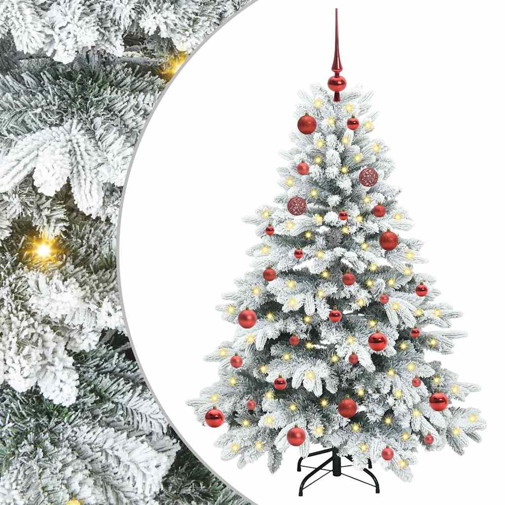 Kunstigt juletræ med 150 LED'er Hvid 150 cm PE og PVC