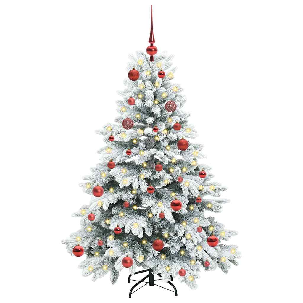 Kunstigt juletræ med 150 LED'er Hvid 150 cm PE og PVC