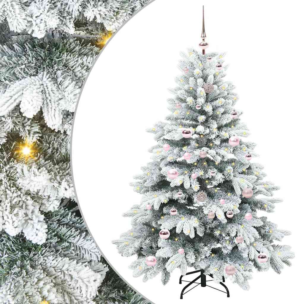 Kunstigt juletræ med 150 LED'er Hvid 150 cm PE og PVC