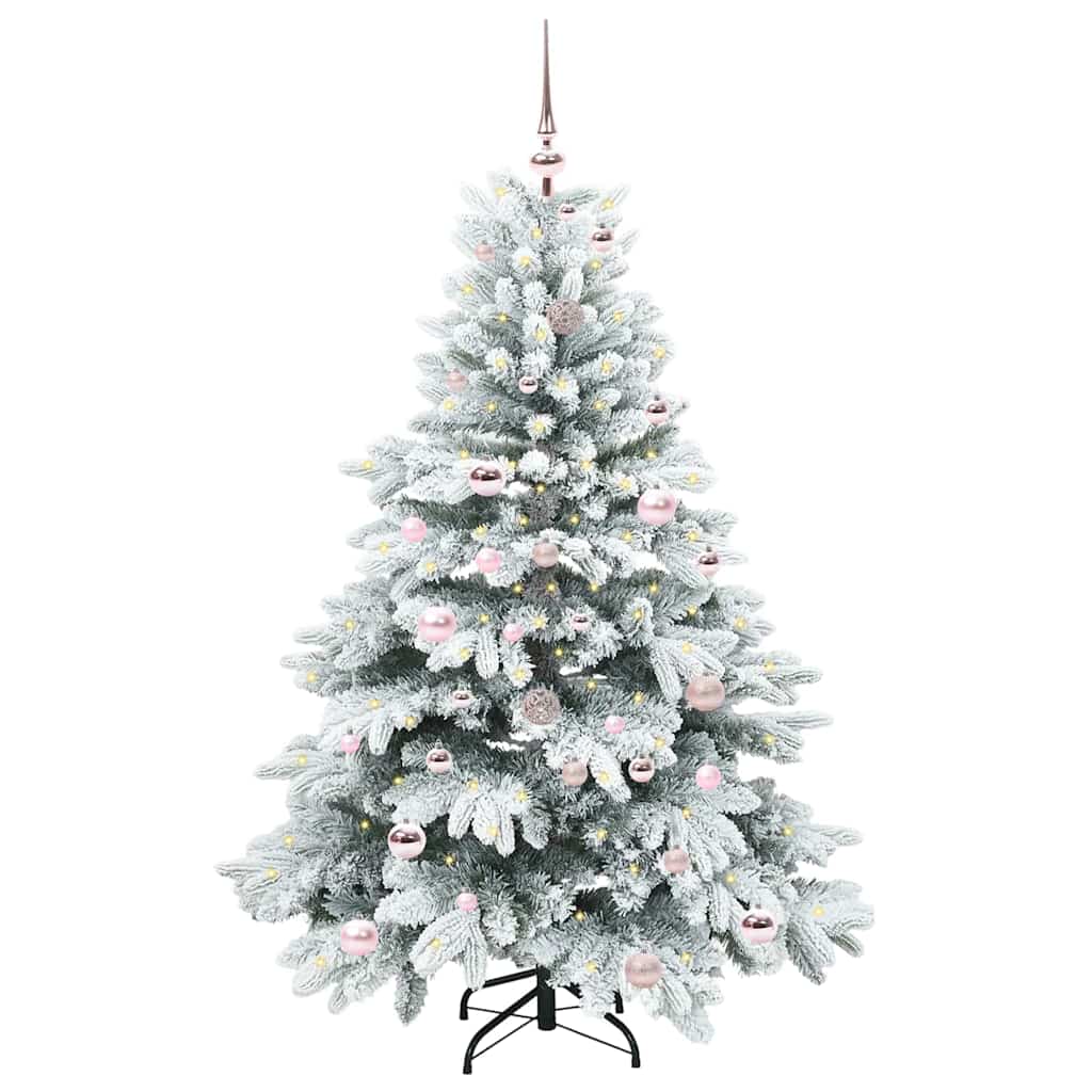 Kunstigt juletræ med 150 LED'er Hvid 150 cm PE og PVC