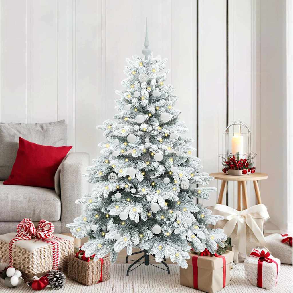 Kunstigt juletræ med 150 LED'er Hvid 150 cm PE og PVC