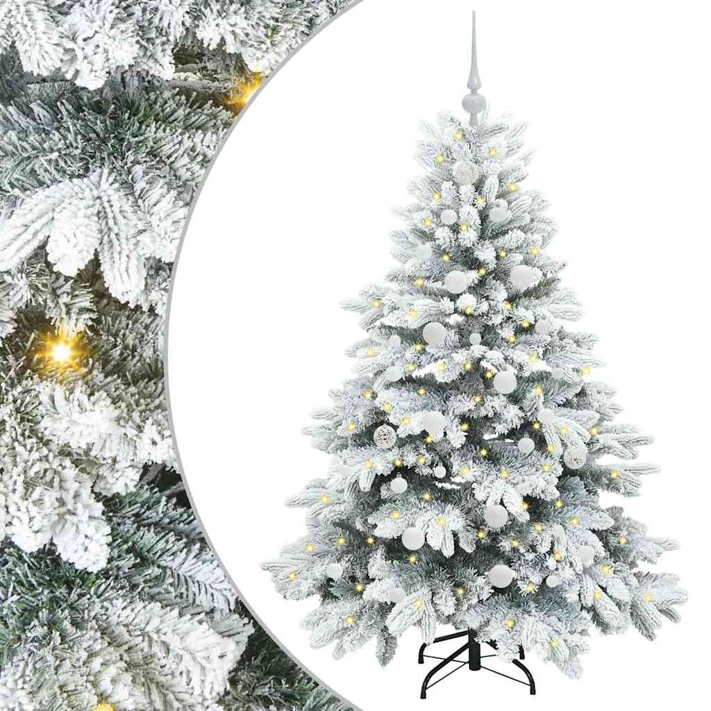 Kunstigt juletræ med 150 LED'er Hvid 150 cm PE og PVC