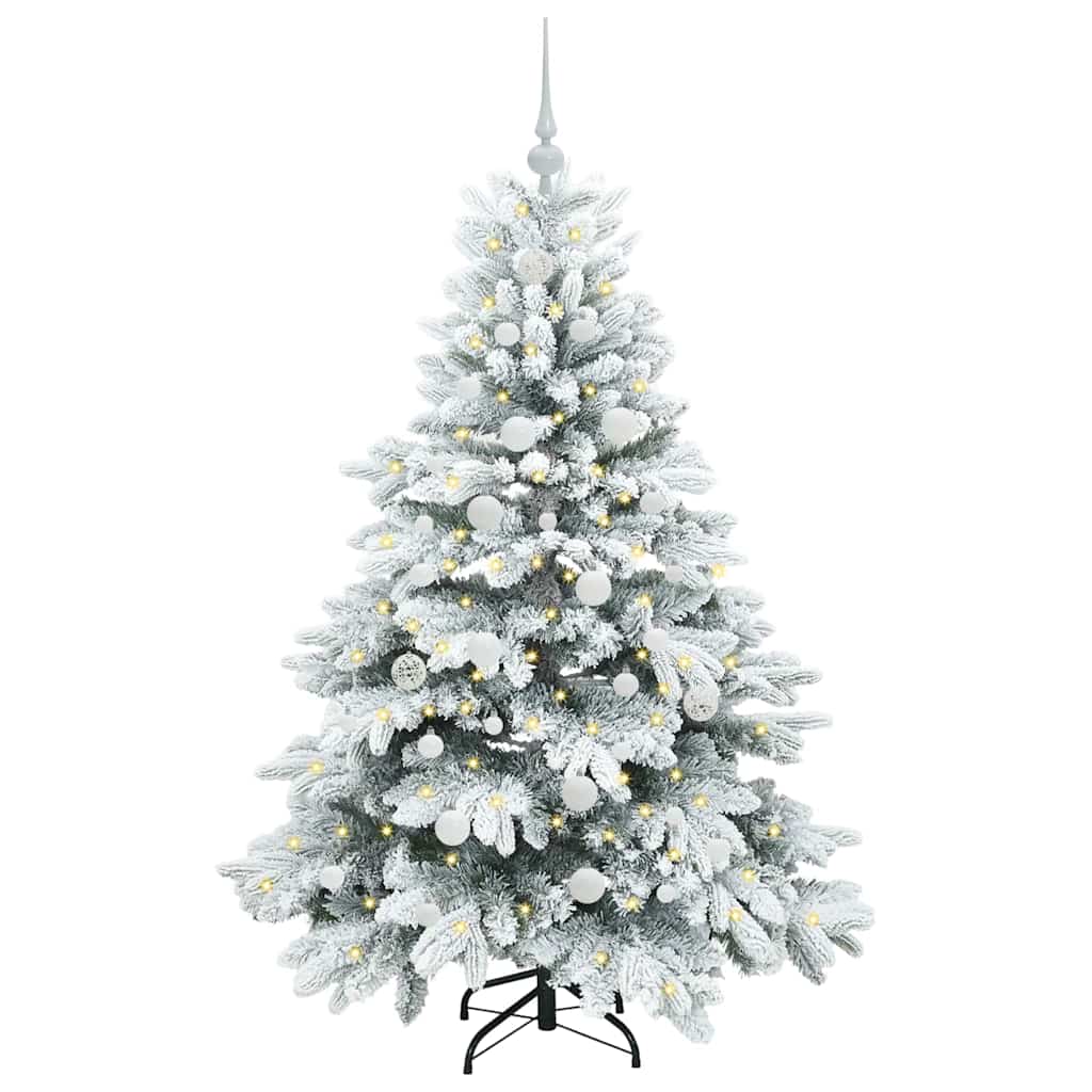 Kunstigt juletræ med 150 LED'er Hvid 150 cm PE og PVC