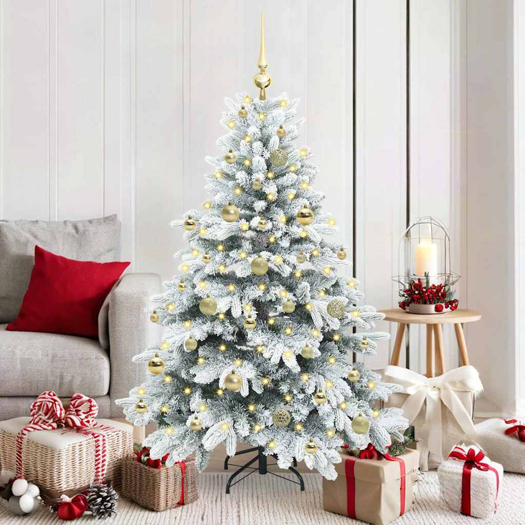 Kunstigt juletræ med 150 LED'er Hvid 150 cm PE og PVC