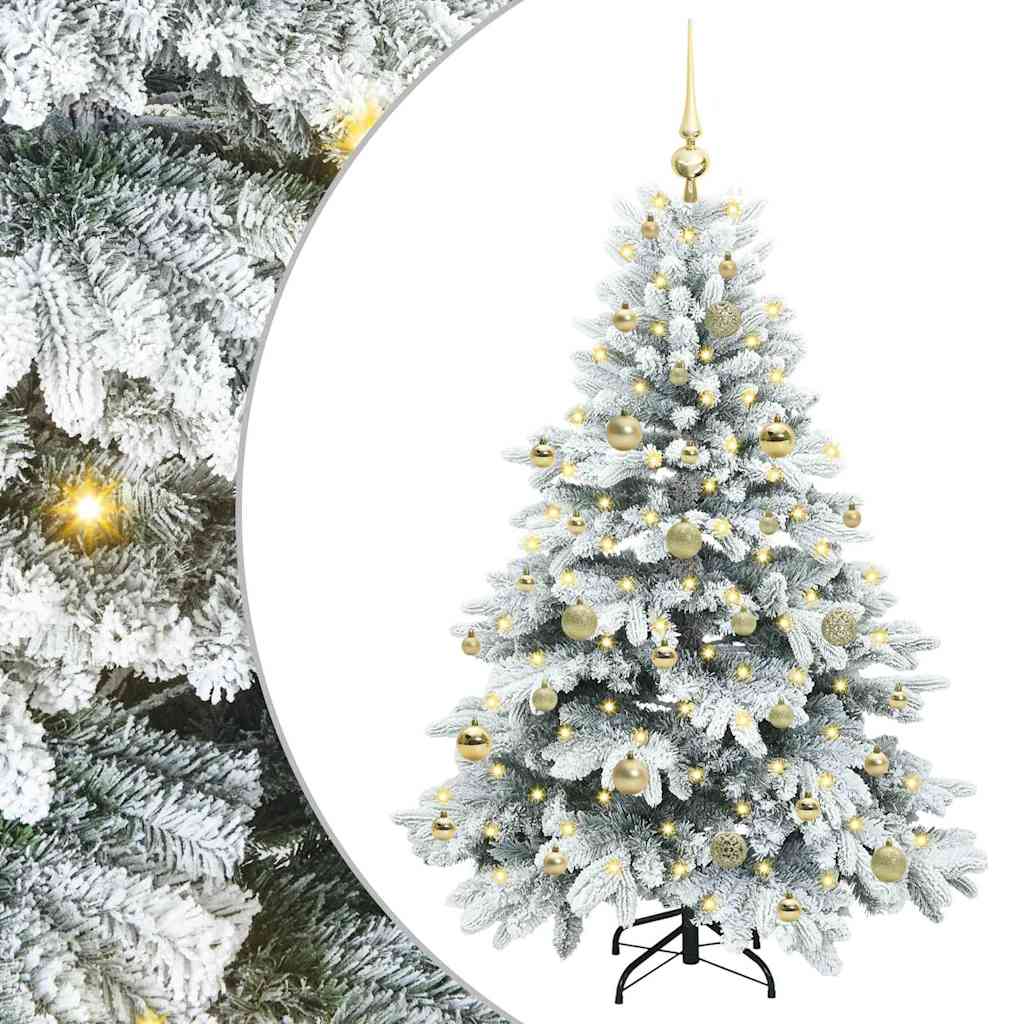 Kunstigt juletræ med 150 LED'er Hvid 150 cm PE og PVC