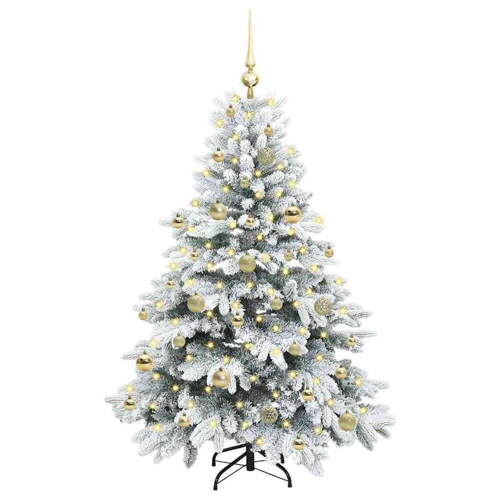Kunstigt juletræ med 150 LED'er Hvid 150 cm PE og PVC