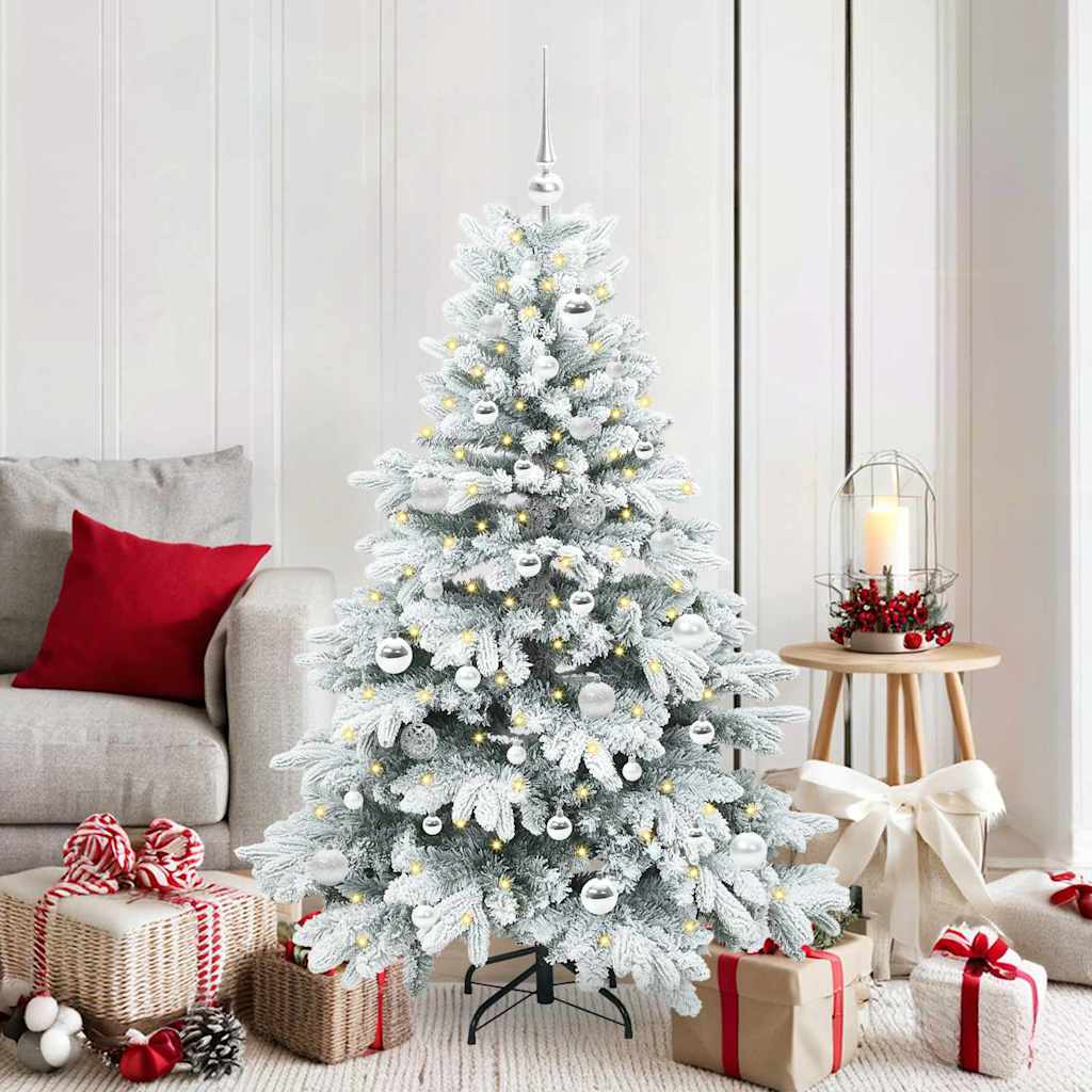 Kunstigt juletræ med 150 LED'er Hvid 150 cm PE og PVC